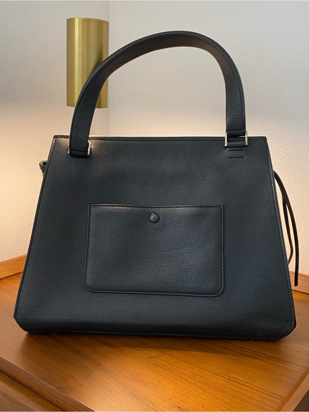 Celine Black Leather Satchel with Top Handle